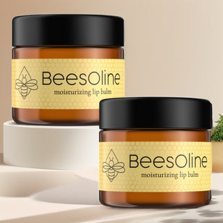 BeesOline Organic Lip Balm in Glass jars - 2 pack 100% Petroleum Free Unscented